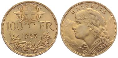 100 Franken 1925 B | Vreneli, Rarität
